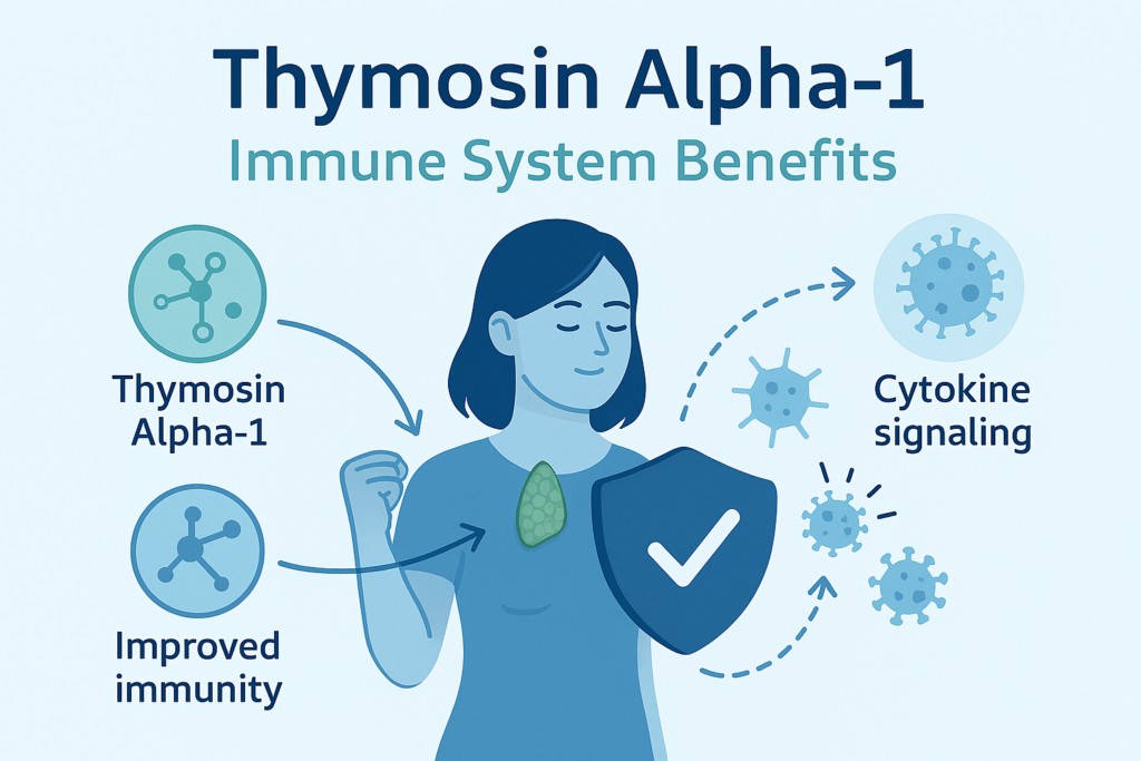Thymosin Alpha-1 Immune Booster: Immune Peptide Therapy Explained infographic showing